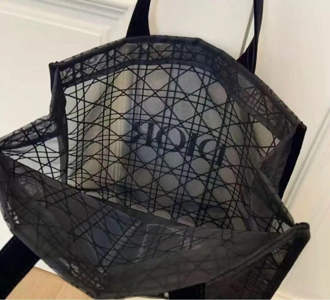 Christian Dior Mesh Tote Bag Novelty Black