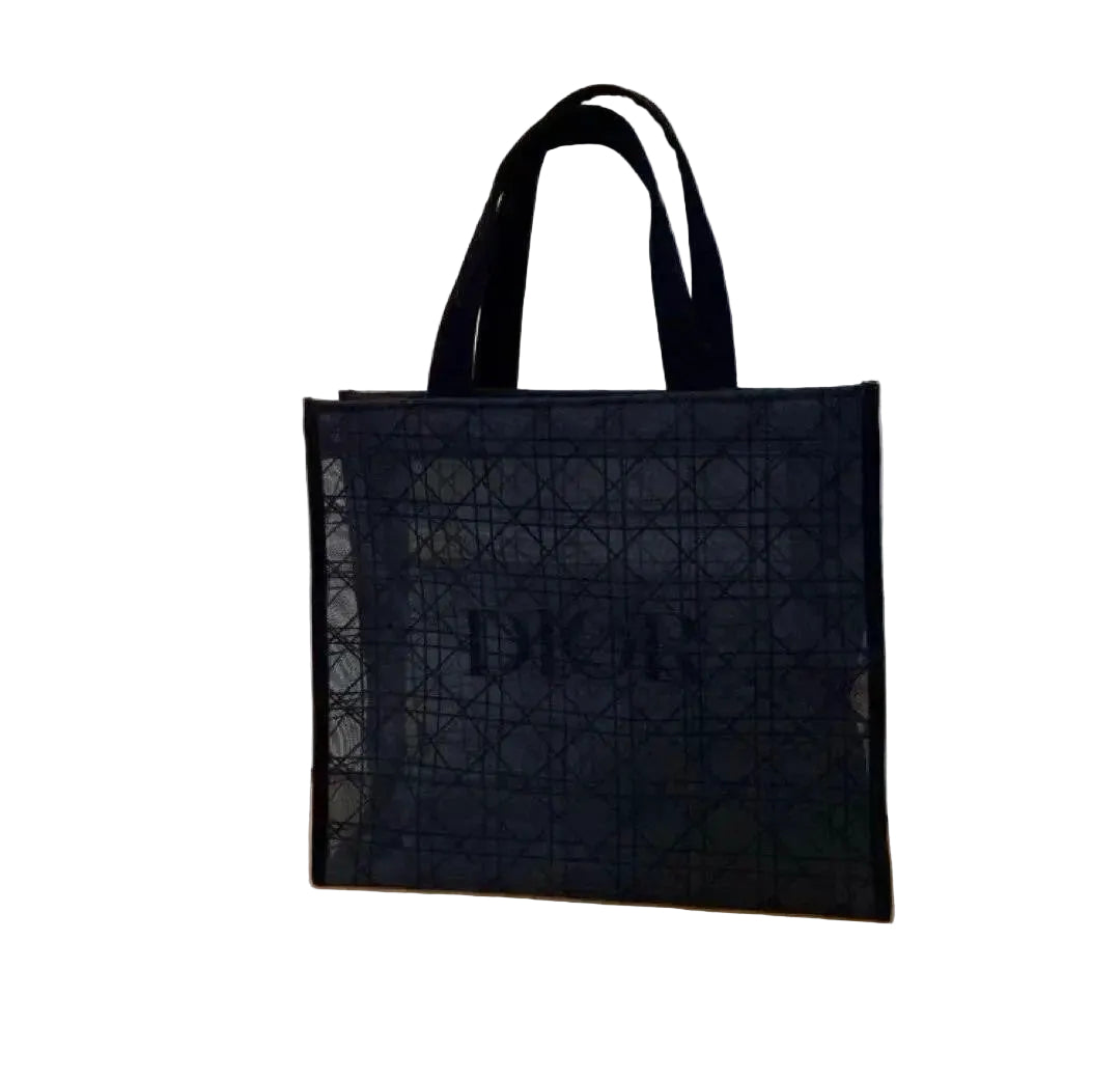 Christian Dior Mesh Tote Bag Novelty Black