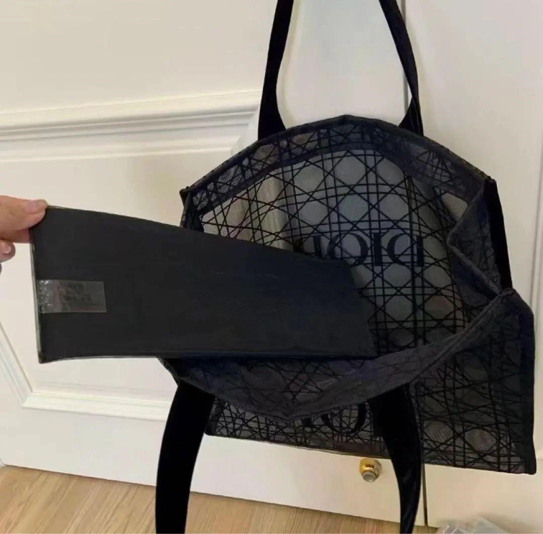 Christian Dior Mesh Tote Bag Novelty Black