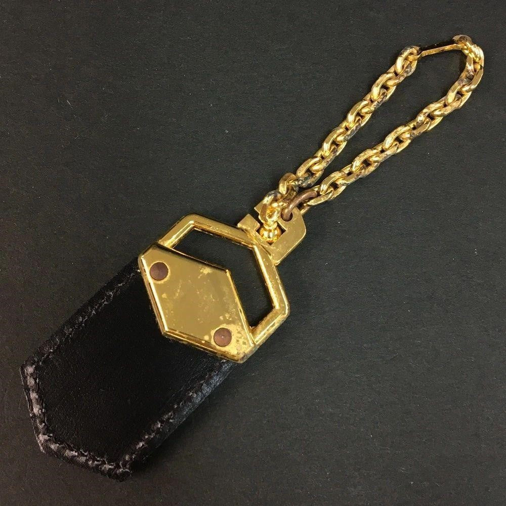 Christian Dior Logo Gold Tone Key Ring Bag Charm