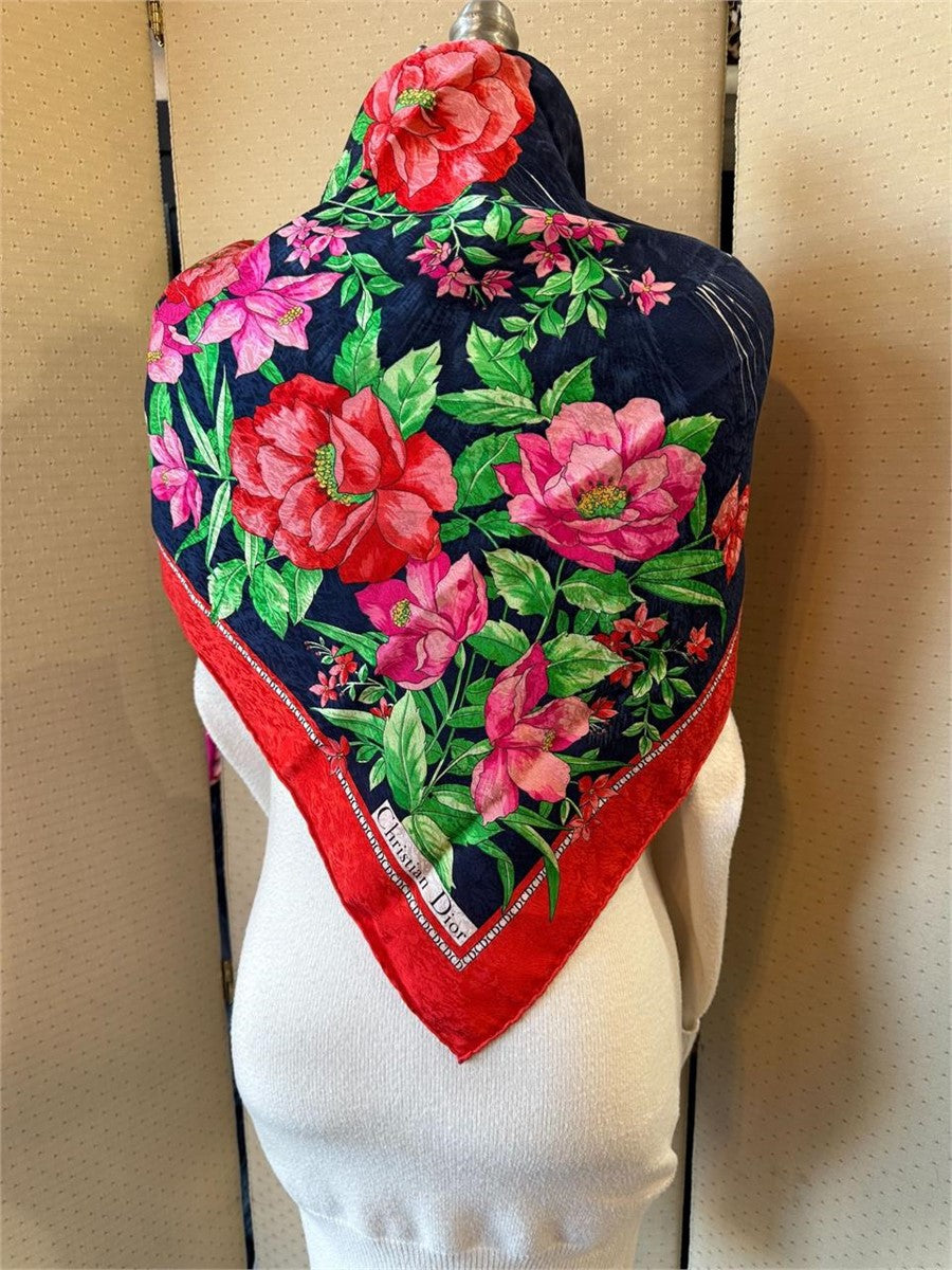 Classic Dior Black Panther Silk Scarf