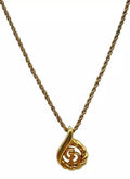 Christian Dior logo Teardrop Motif Gold Necklace
