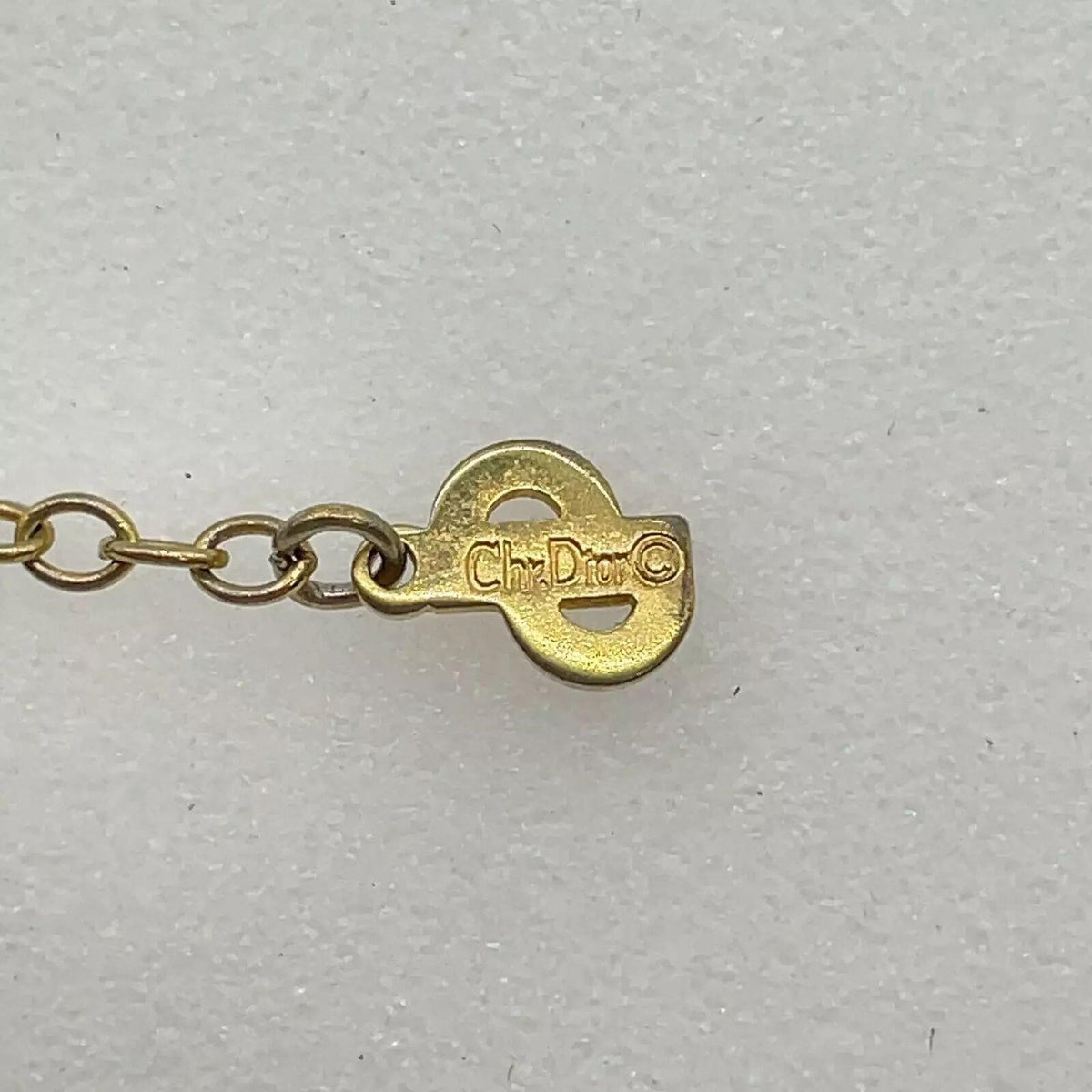 Christian Dior logo Teardrop Motif Gold Necklace