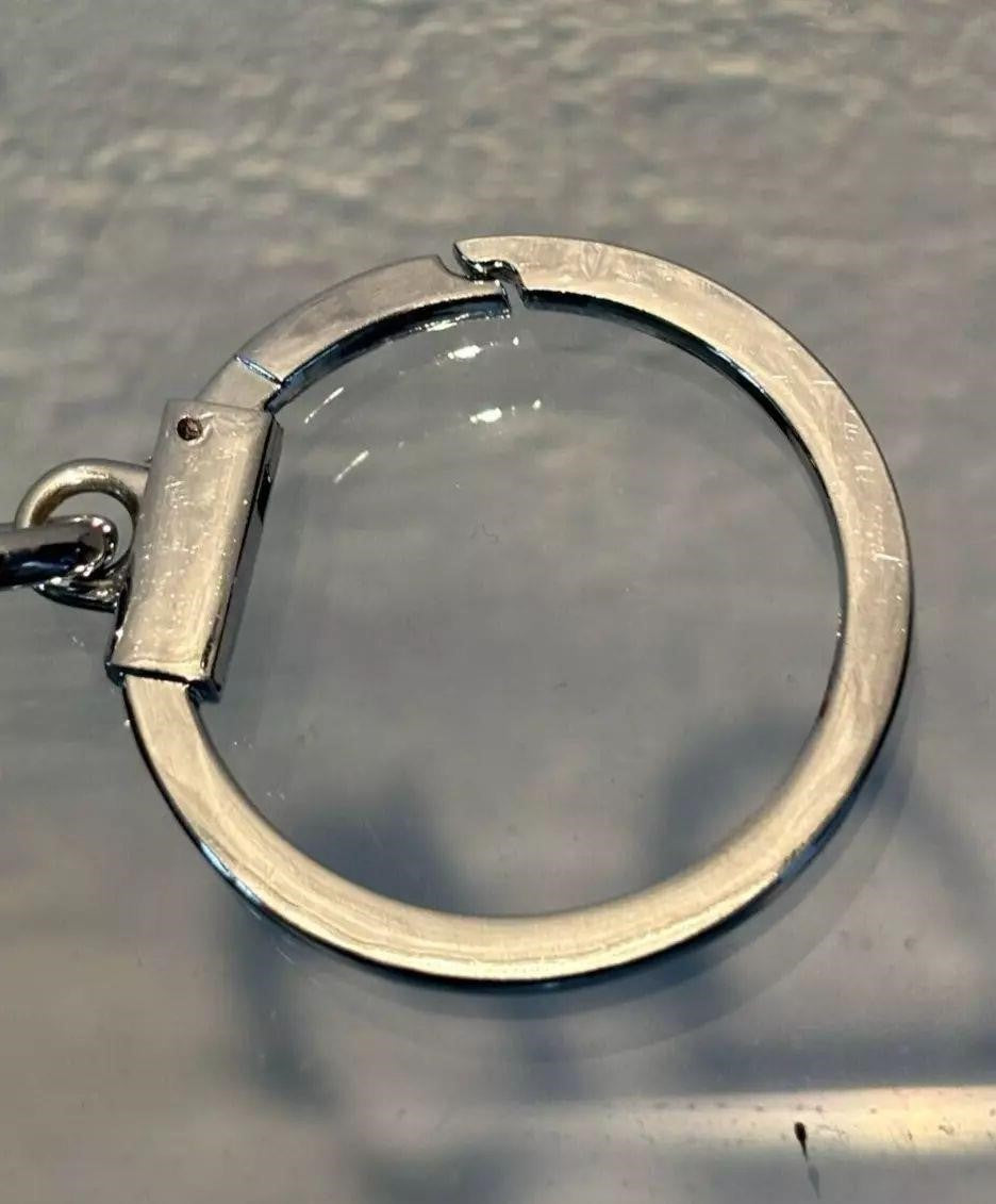 Christian Dior Keychain Silver Bag Charm Floral