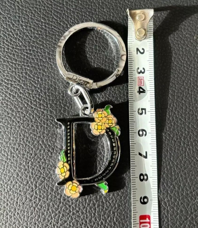 Christian Dior Keychain Silver Bag Charm Floral