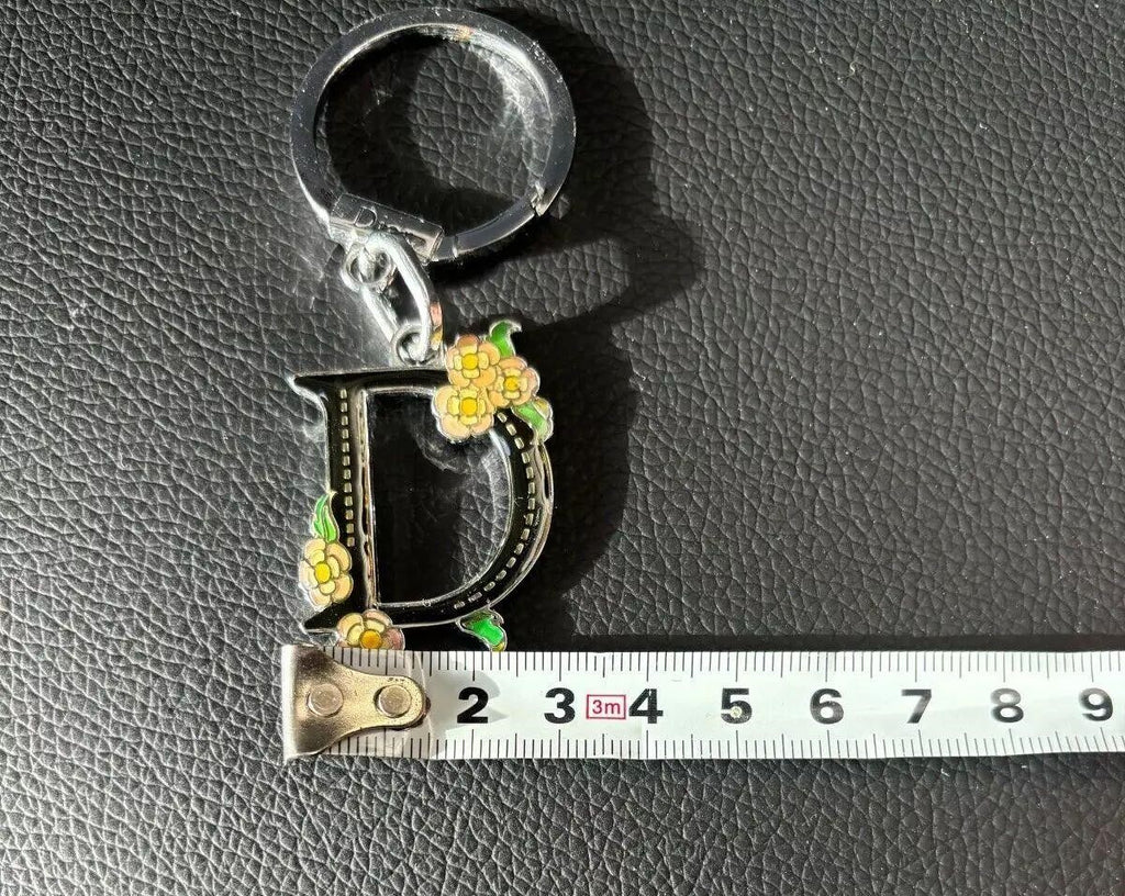 Christian Dior Keychain Silver Bag Charm Floral