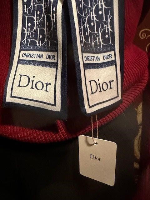 NWT Classic Dior Navy Blue/White Silk Twilly