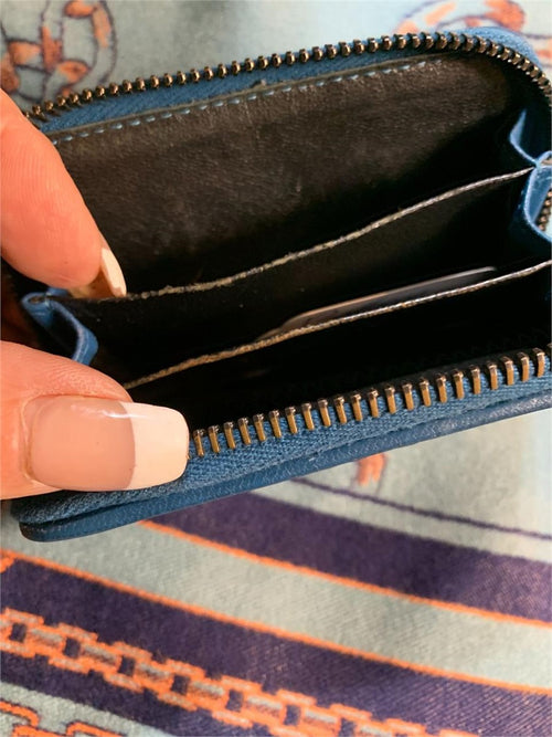 Bottega Venetta blue hombre, small zippy wallet