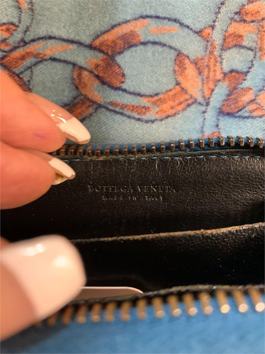 Bottega Venetta blue hombre, small zippy wallet