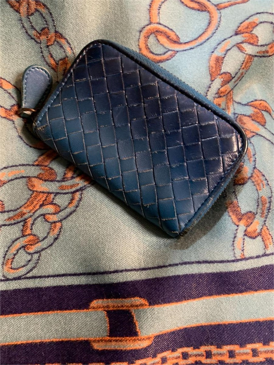 Bottega Venetta blue hombre, small zippy wallet