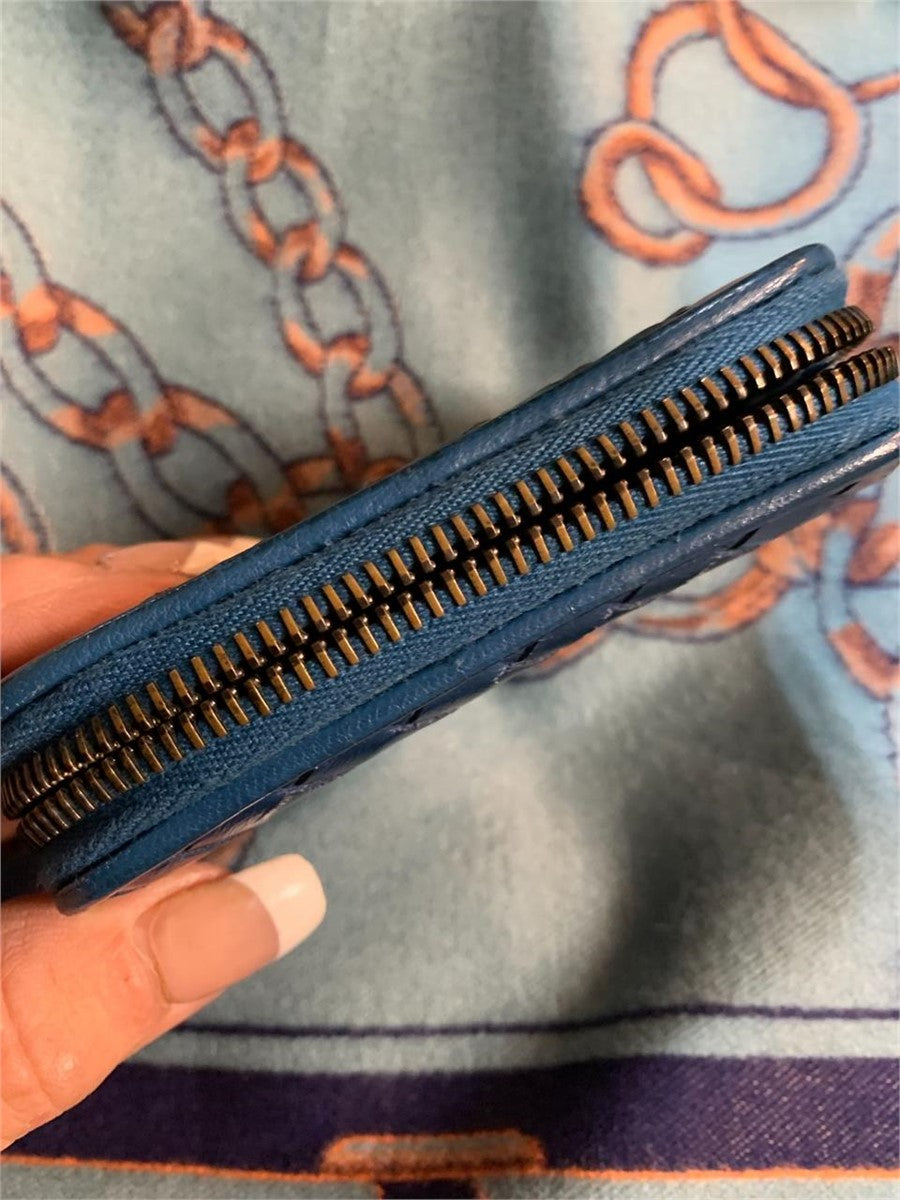 Bottega Venetta blue hombre, small zippy wallet