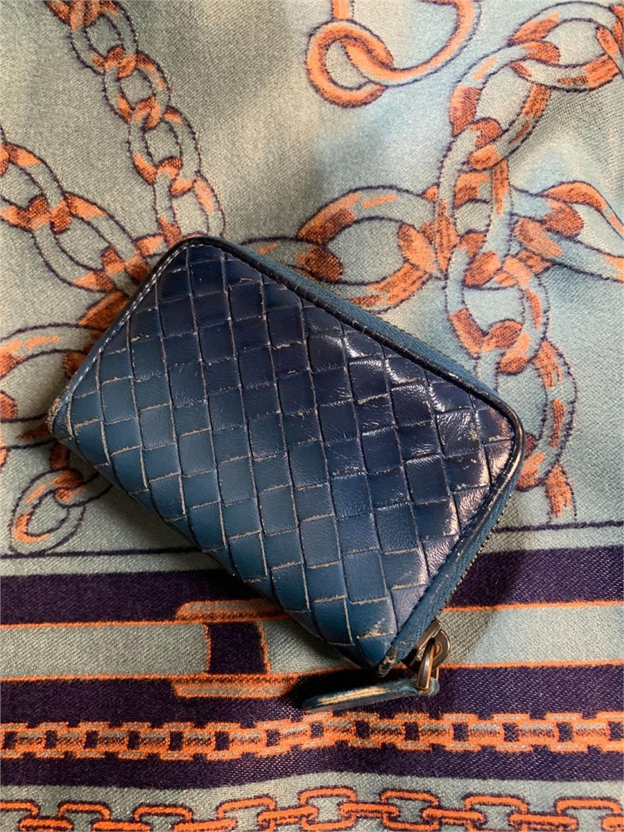 Bottega Venetta blue hombre, small zippy wallet