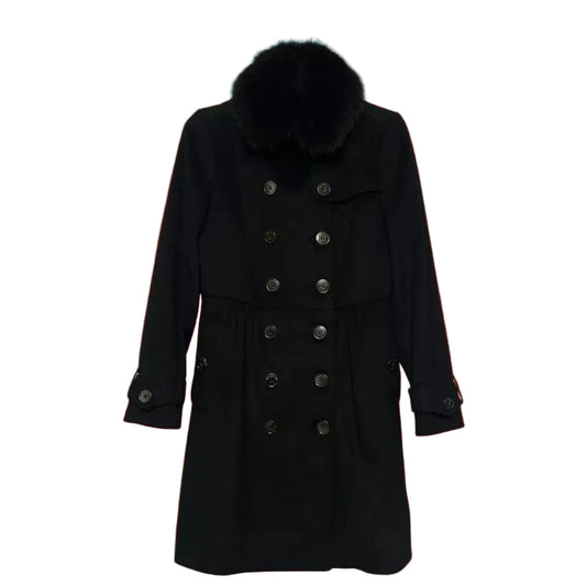 Burberry Coatbridge Fox Collar Cashmere Coat Sz 4