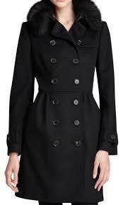 Burberry Coatbridge Fox Collar Cashmere Coat Sz 4