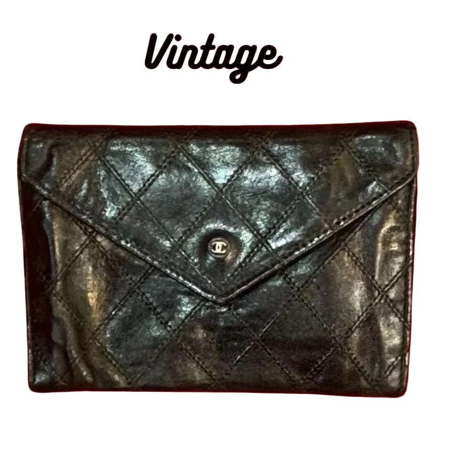 Vintage Chanel Quilted Leather envelope wallet