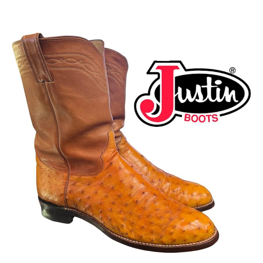 JUSTIN ROPERS OSTRICH SKIN BOOTS 7B