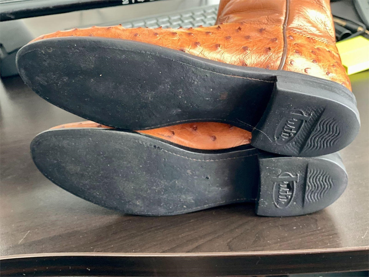 JUSTIN ROPERS OSTRICH SKIN BOOTS 7B