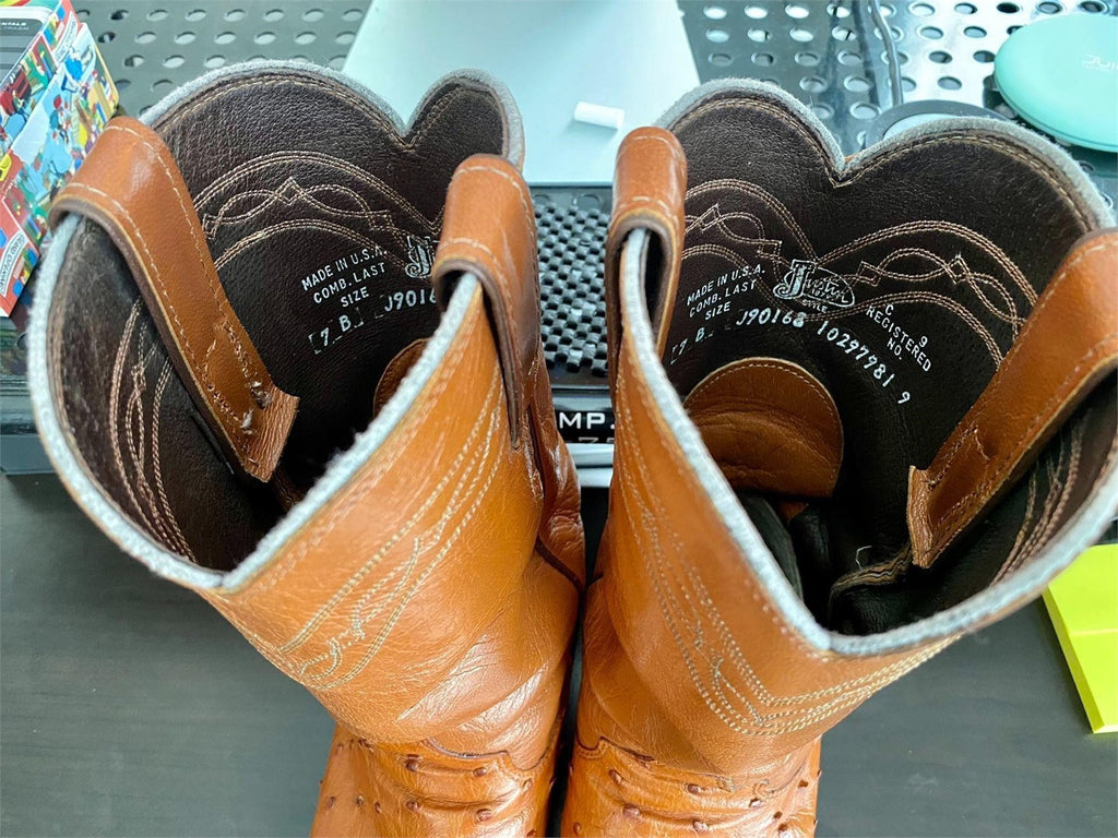JUSTIN ROPERS OSTRICH SKIN BOOTS 7B