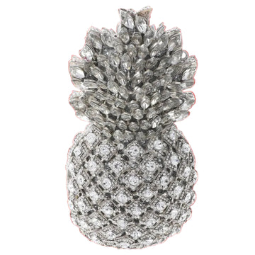 Silver Metal Clear Rhinestone Crystal Clutch