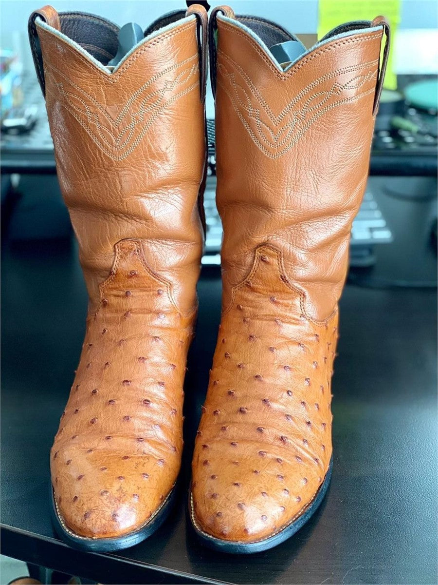 JUSTIN ROPERS OSTRICH SKIN BOOTS 7B