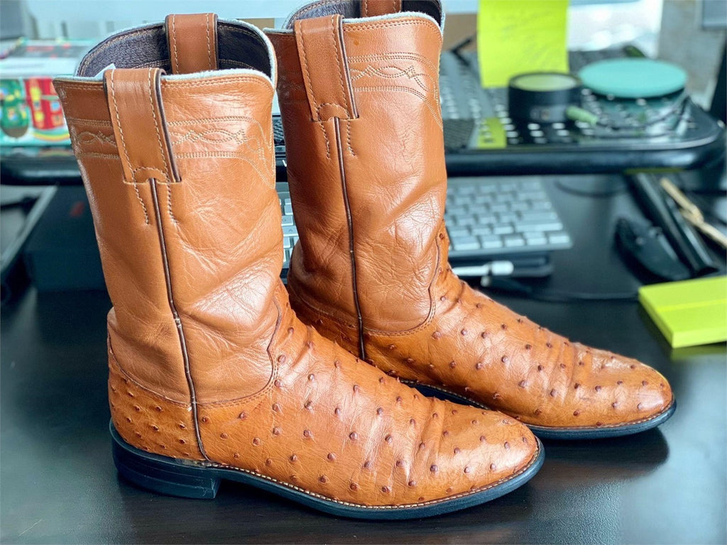 JUSTIN ROPERS OSTRICH SKIN BOOTS 7B