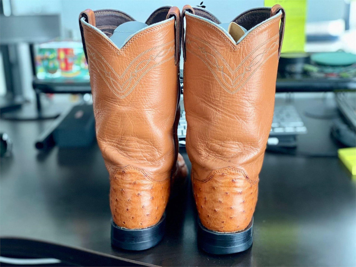 JUSTIN ROPERS OSTRICH SKIN BOOTS 7B