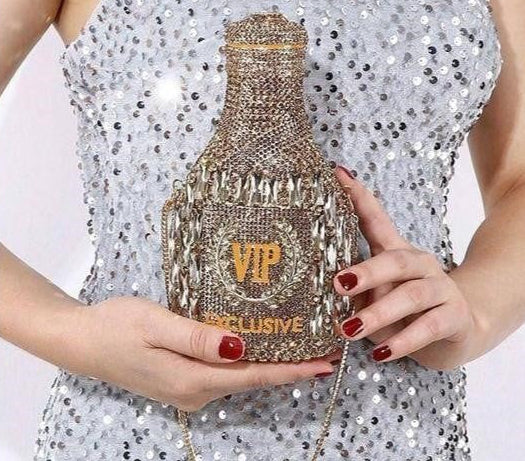 Champagne Bottle Evening Crystal Clutch