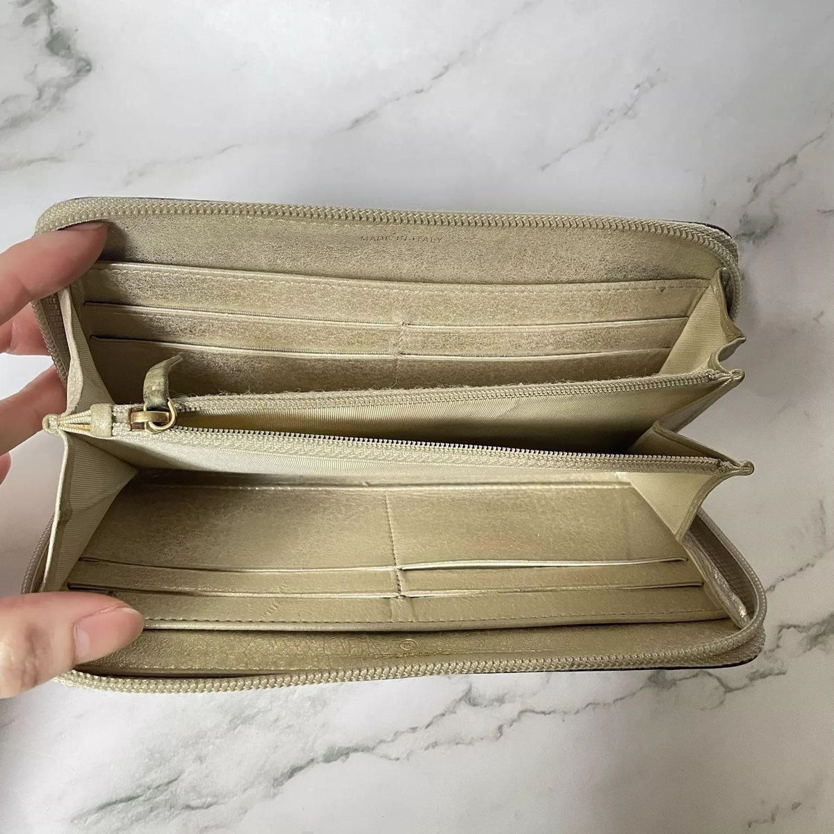 Chanel Wallet CC Leather Black Round Zip Wallet
