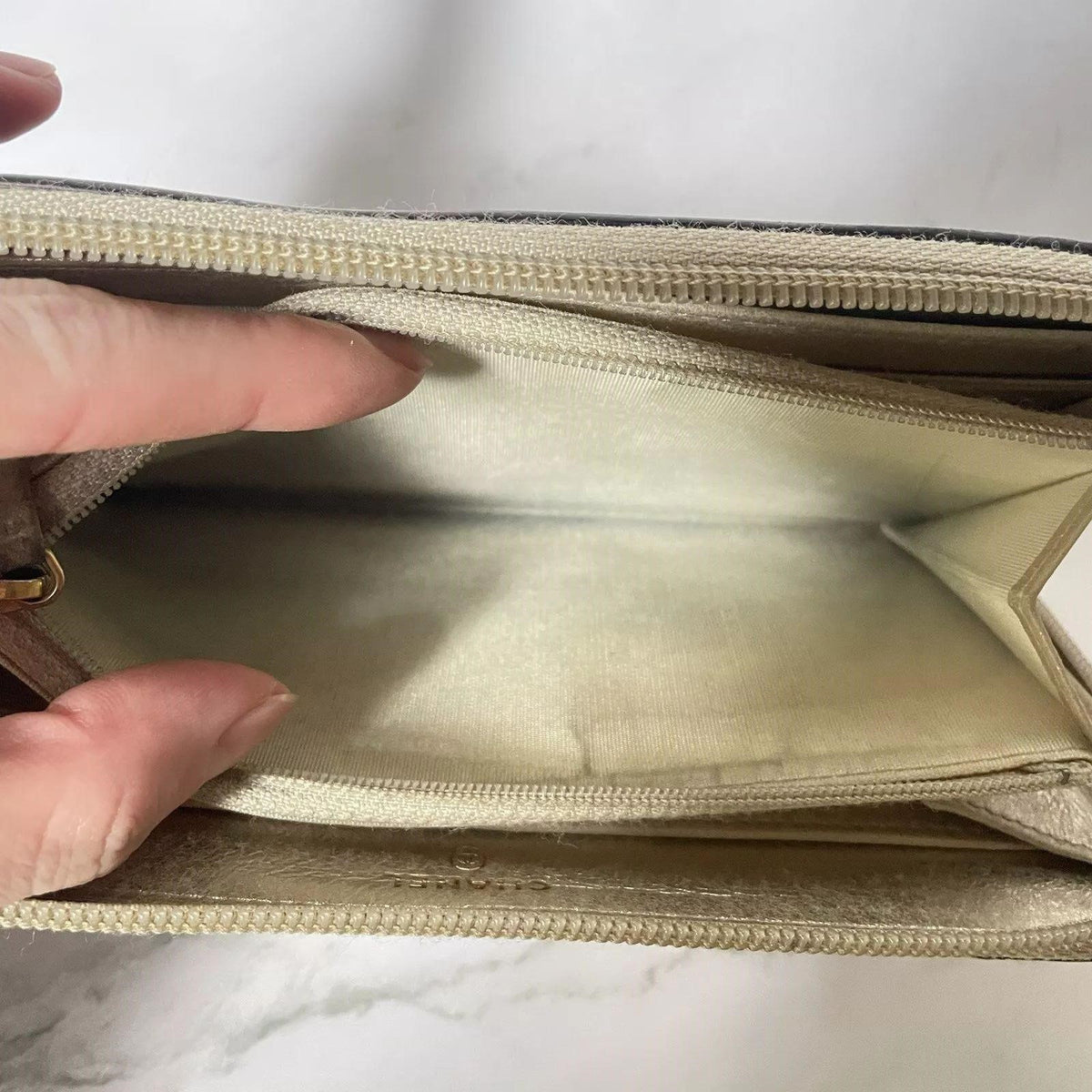 Chanel Wallet CC Leather Black Round Zip Wallet