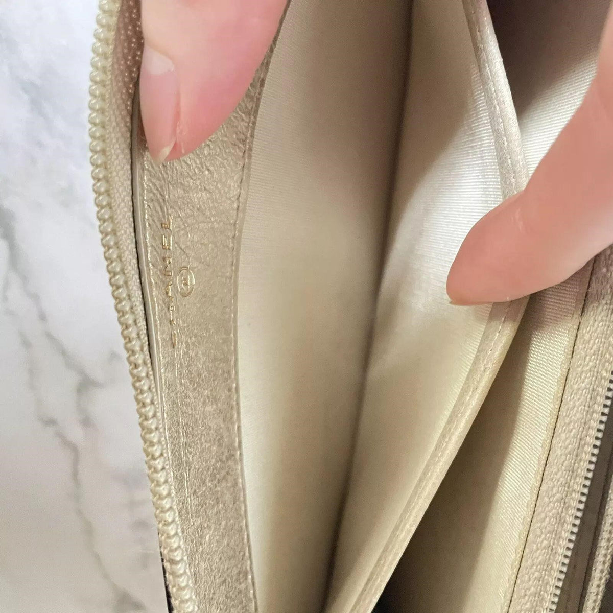 Chanel Wallet CC Leather Black Round Zip Wallet