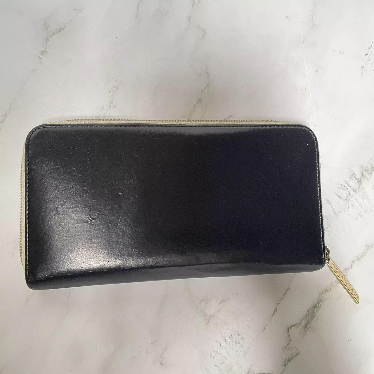 Chanel Wallet CC Leather Black Round Zip Wallet