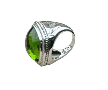 David Yurman Silver Albion Peridot Diamond Ring 6