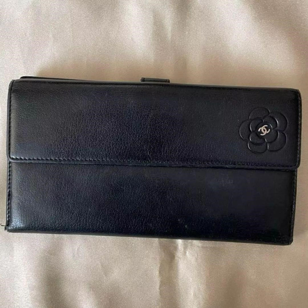 Chanel Butterfly Camellia Long Wallet lambskin