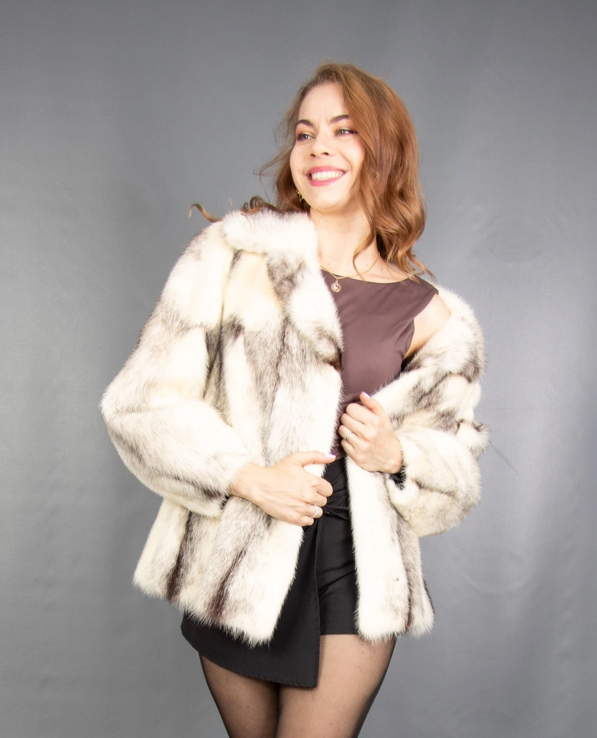 Black Cross Mink Coat Fur Jacket Pelz