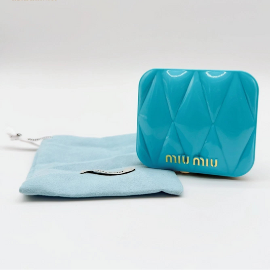 Miu Miu Beauty Compact Double Face Mirror w/ Pouch Blue Vanity