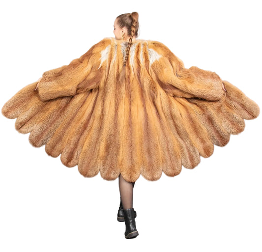 Red Fox Coat Luxury Fur Jacket Swinger