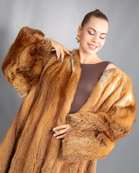 Red Fox Coat Luxury Fur Jacket Swinger
