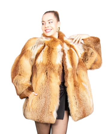 Red Fox Coat Luxury Fur Jacket Pelz